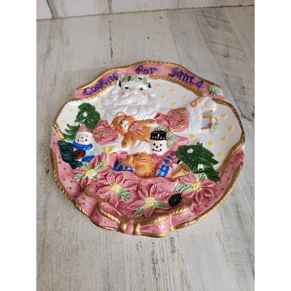 Cookies for Santa vintage ceramic plate home‎ decor xmas snowman